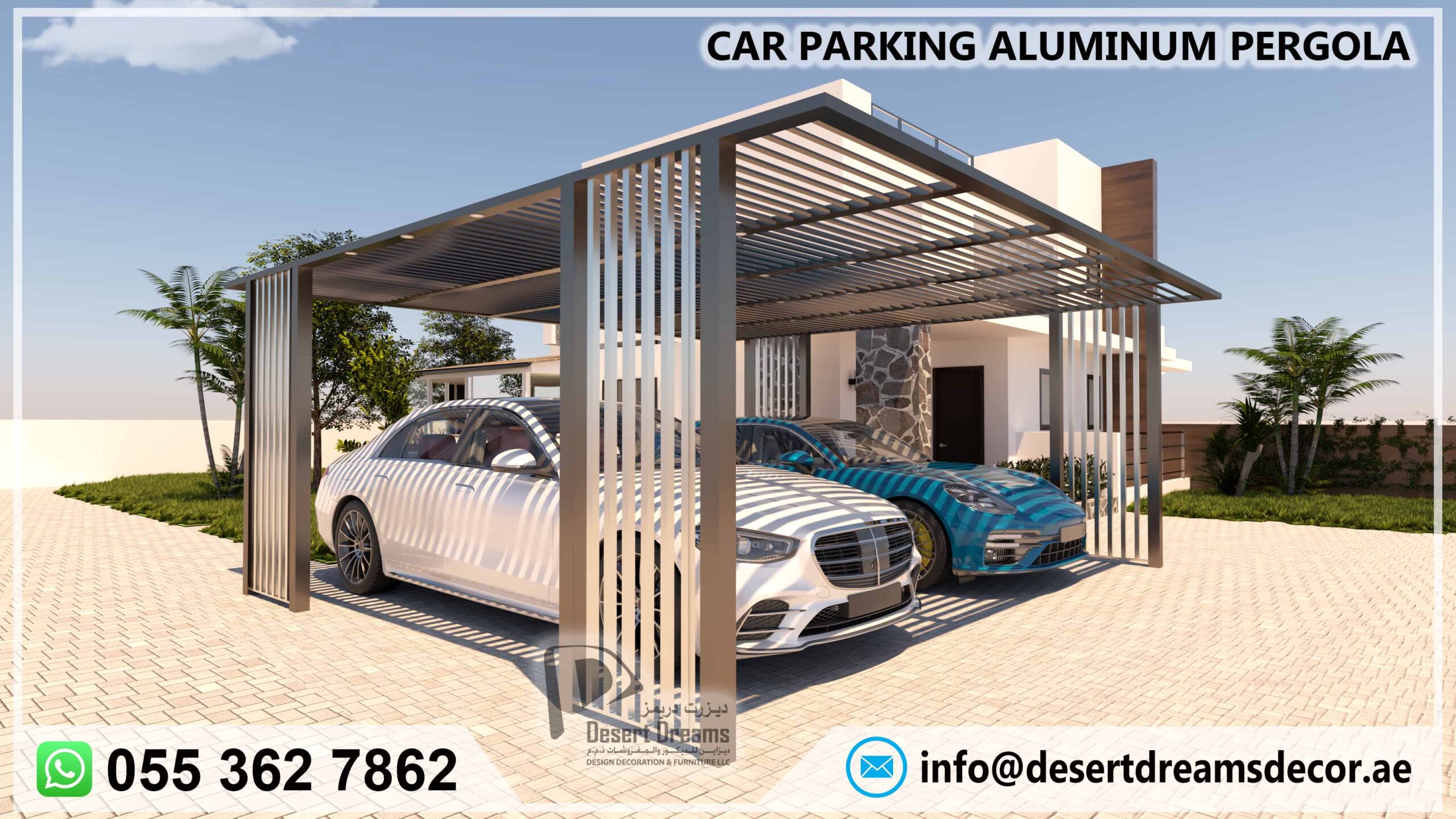 Car Parking Aluminum Shades and Wooden Car Parking Shades in Uae.