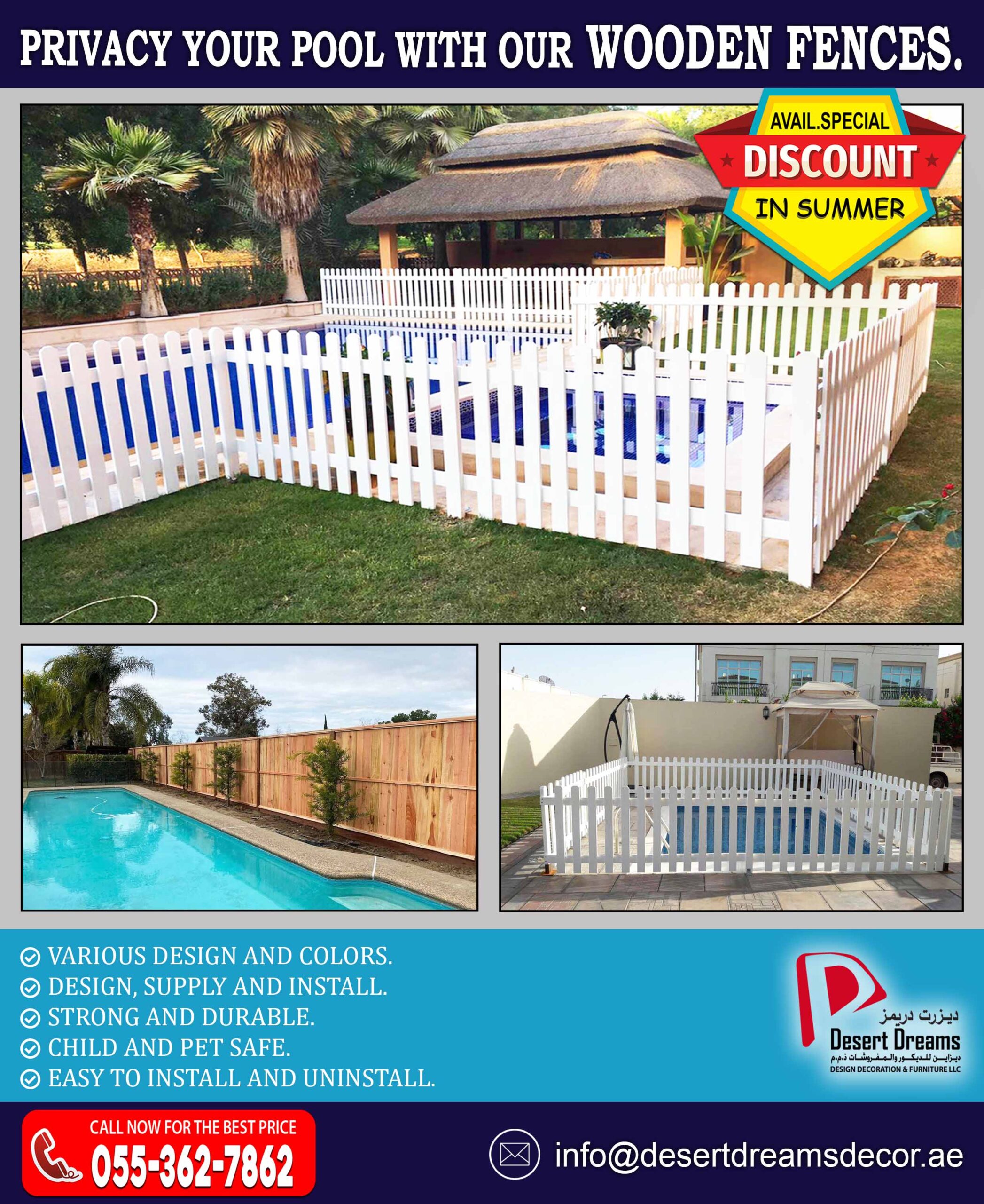 Swimming Pool Privacy Wooden Fences in Uae.jpg