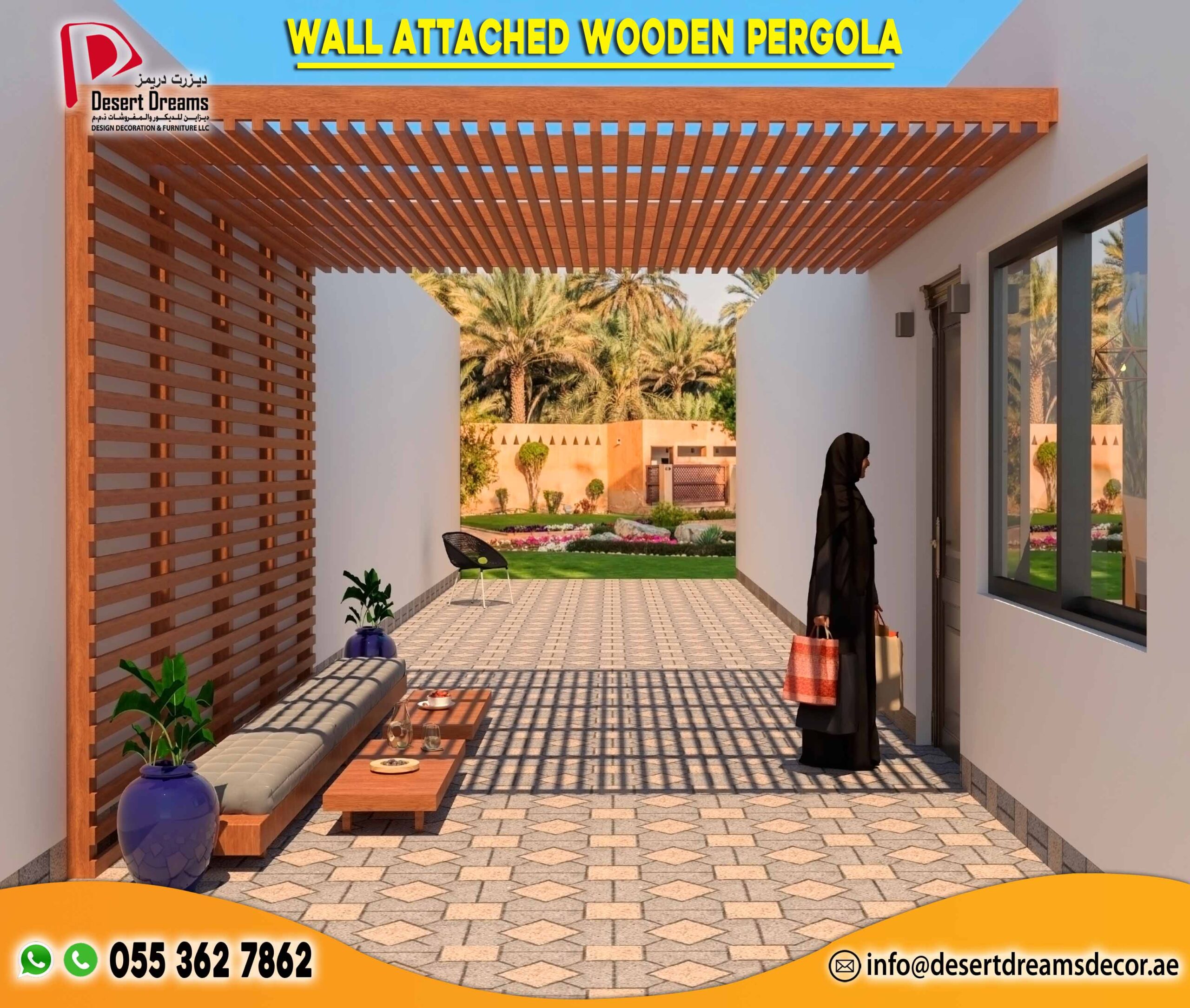 Wall Attached Wooden Pergola Suppliers in UAE.jpg