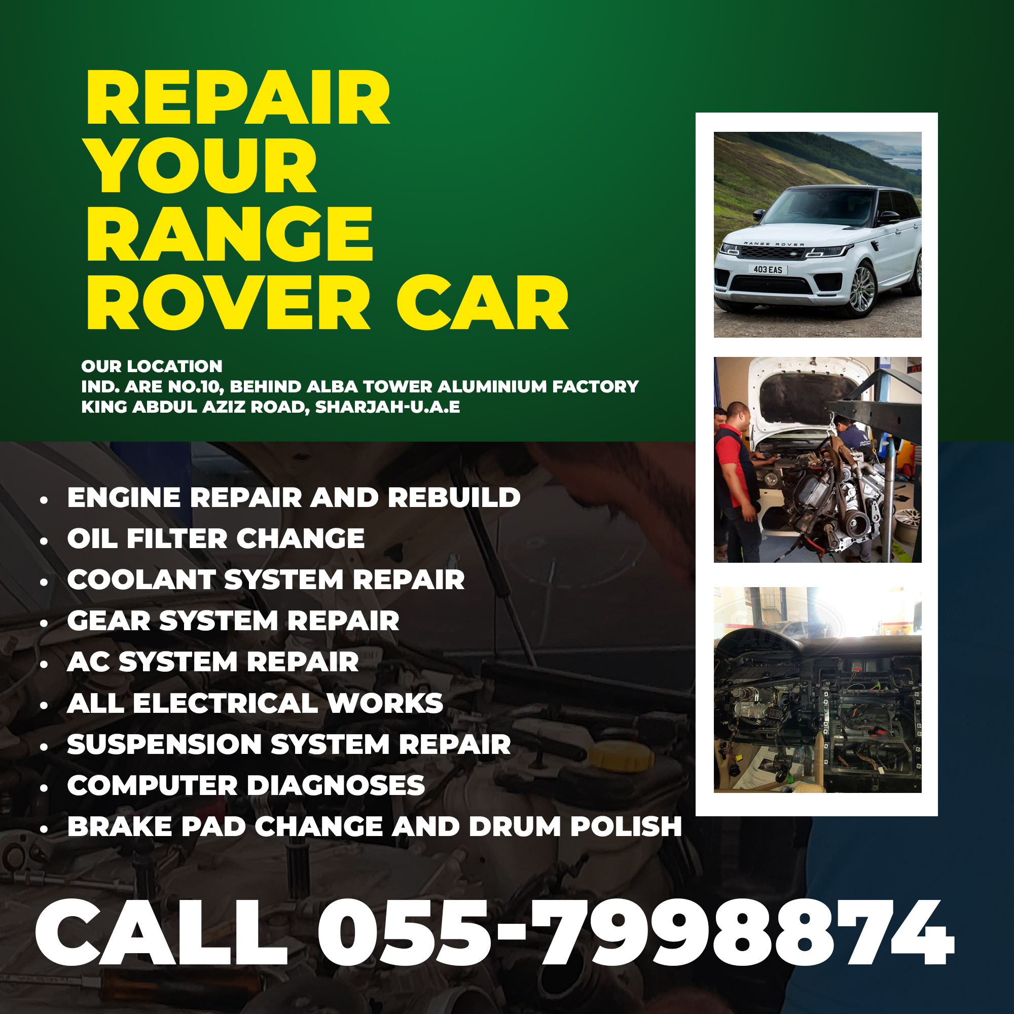 Range Rover and Land Rover automative services in Sharjah