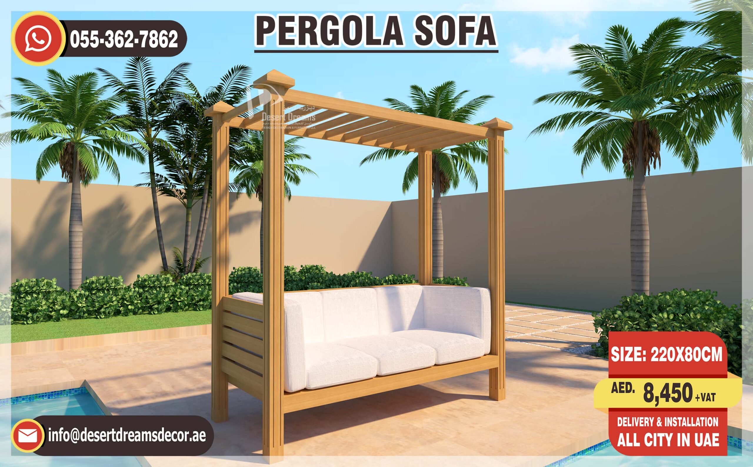 Our Wooden Pergolas Provides Protection From The Sun Heat in Uae.