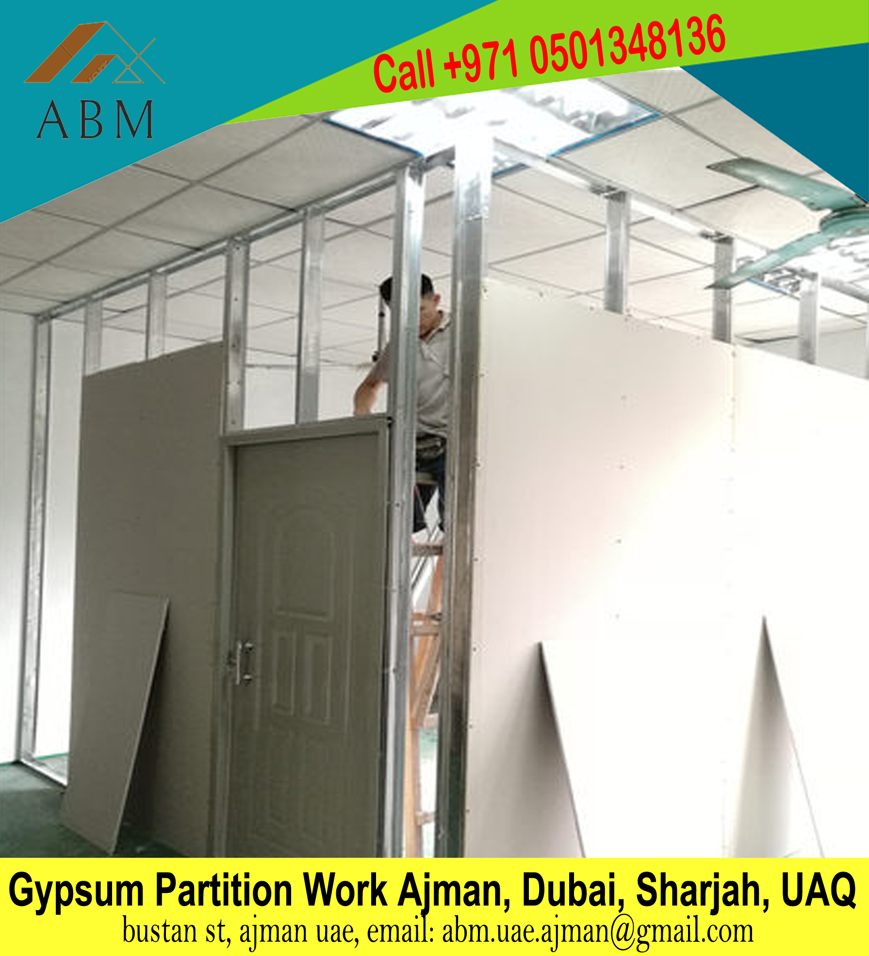 Office Decoration Gypsum Partition & False Ceiling Ajman Sharjah
