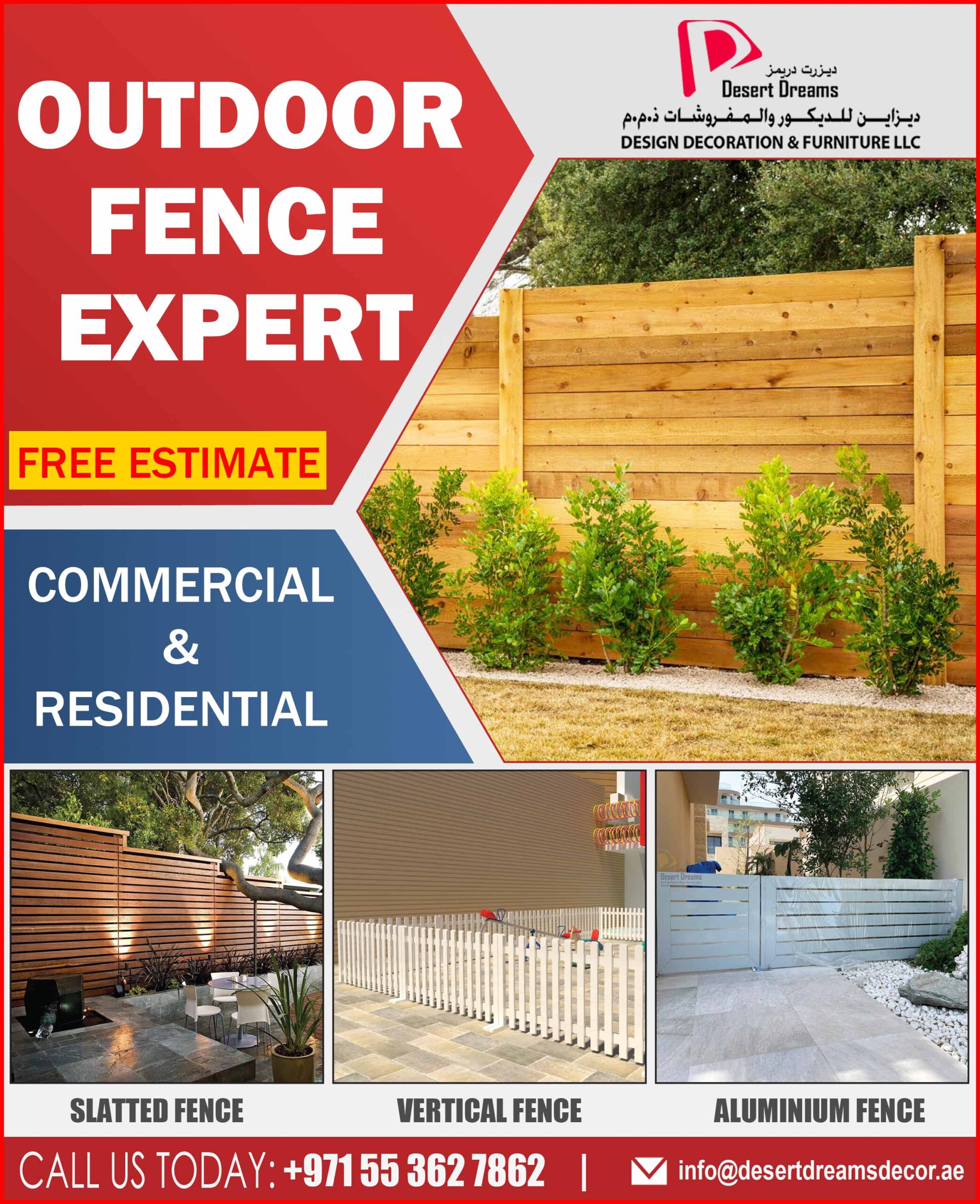 Fence Company Uae | Outdoor Fence | Wood Fencing Uae.