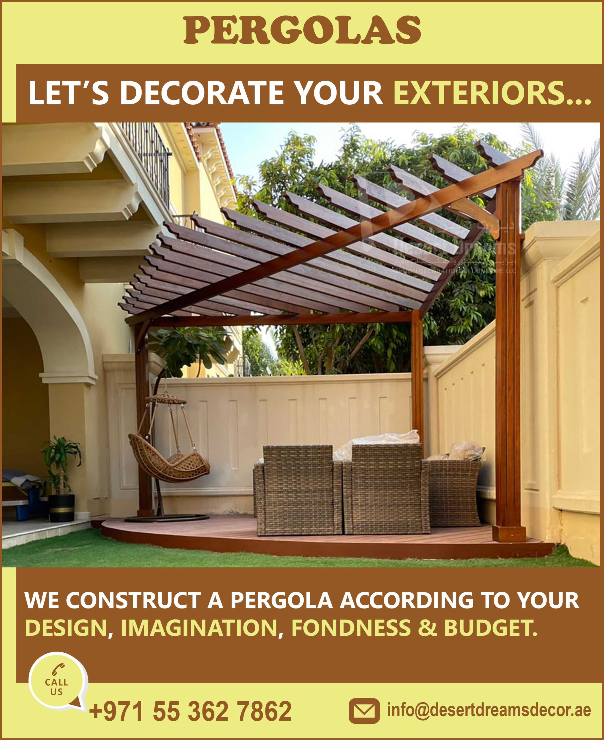 Louvered Pergola and Deck | Garden Corner Pergola | Dubai | Uae.