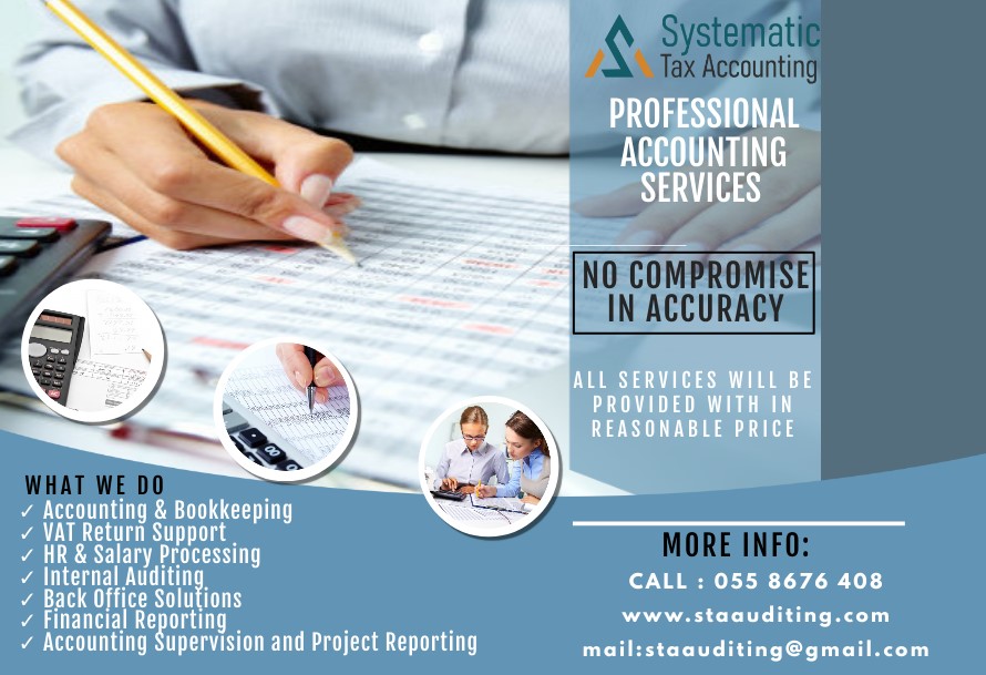 Systematic Tax Accounting & Bookkeeping (FTA) VAT Abu Dhabi, Duba