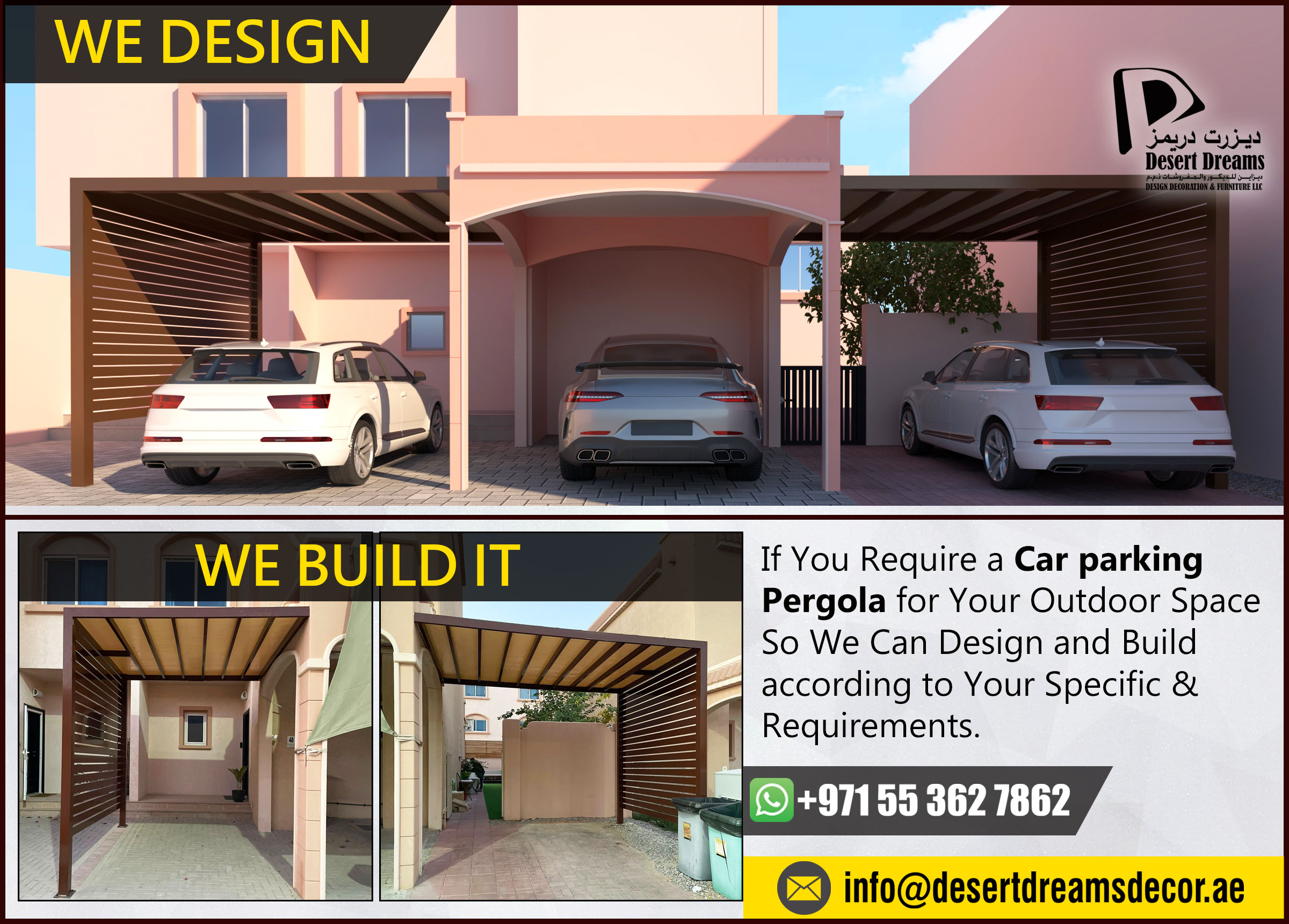 Parking Solutions | Car Parking Pergola | Wooden Pergola Dubai.