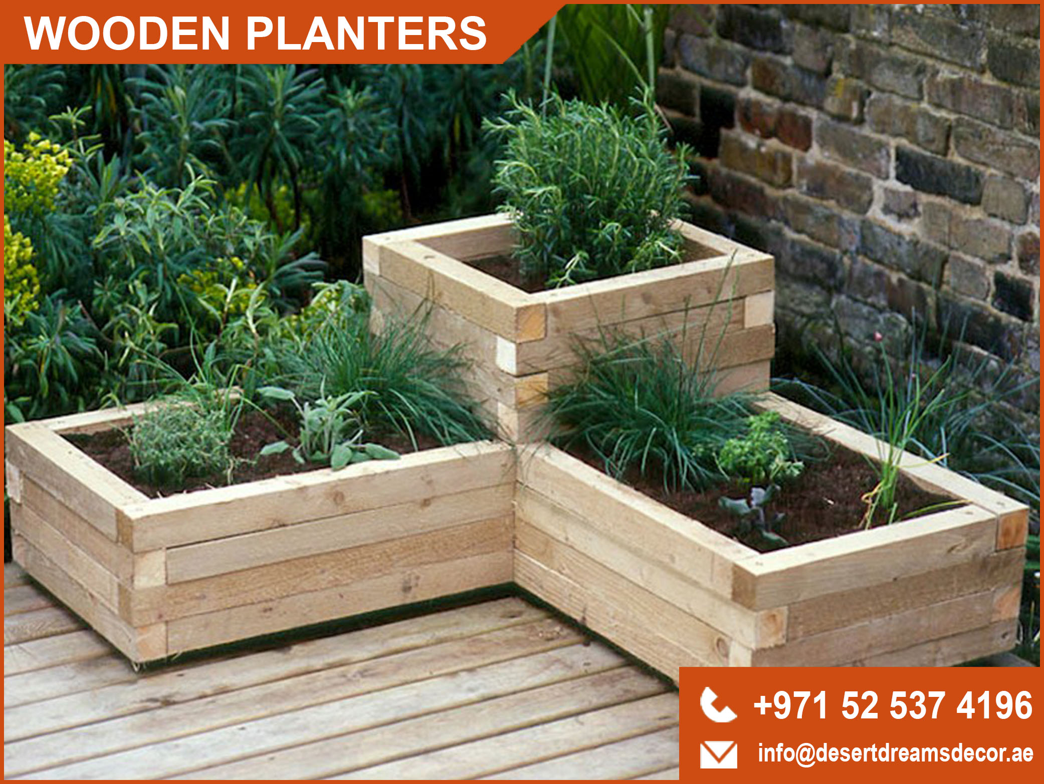 Wooden Planter Box Suppliers in Uae | Wooden Sitting | Fences.