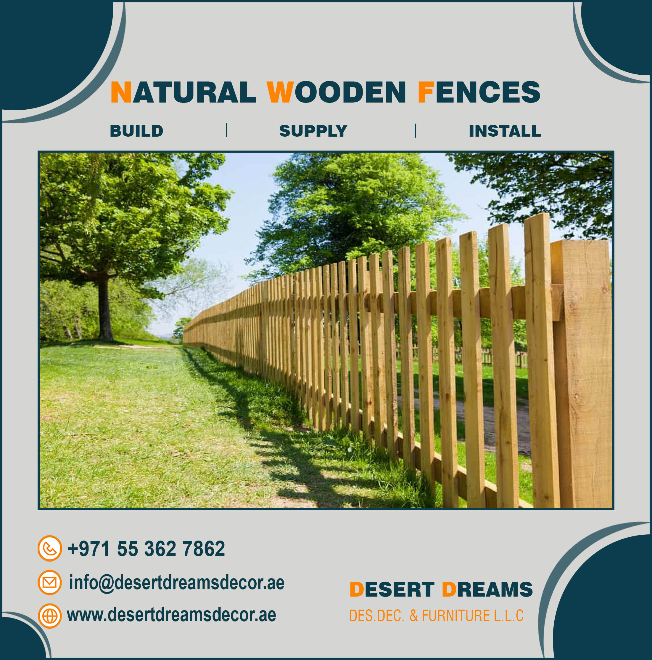 Garden Fence Dubai | Slatted Fence | Picket Fence | Pool Fence.