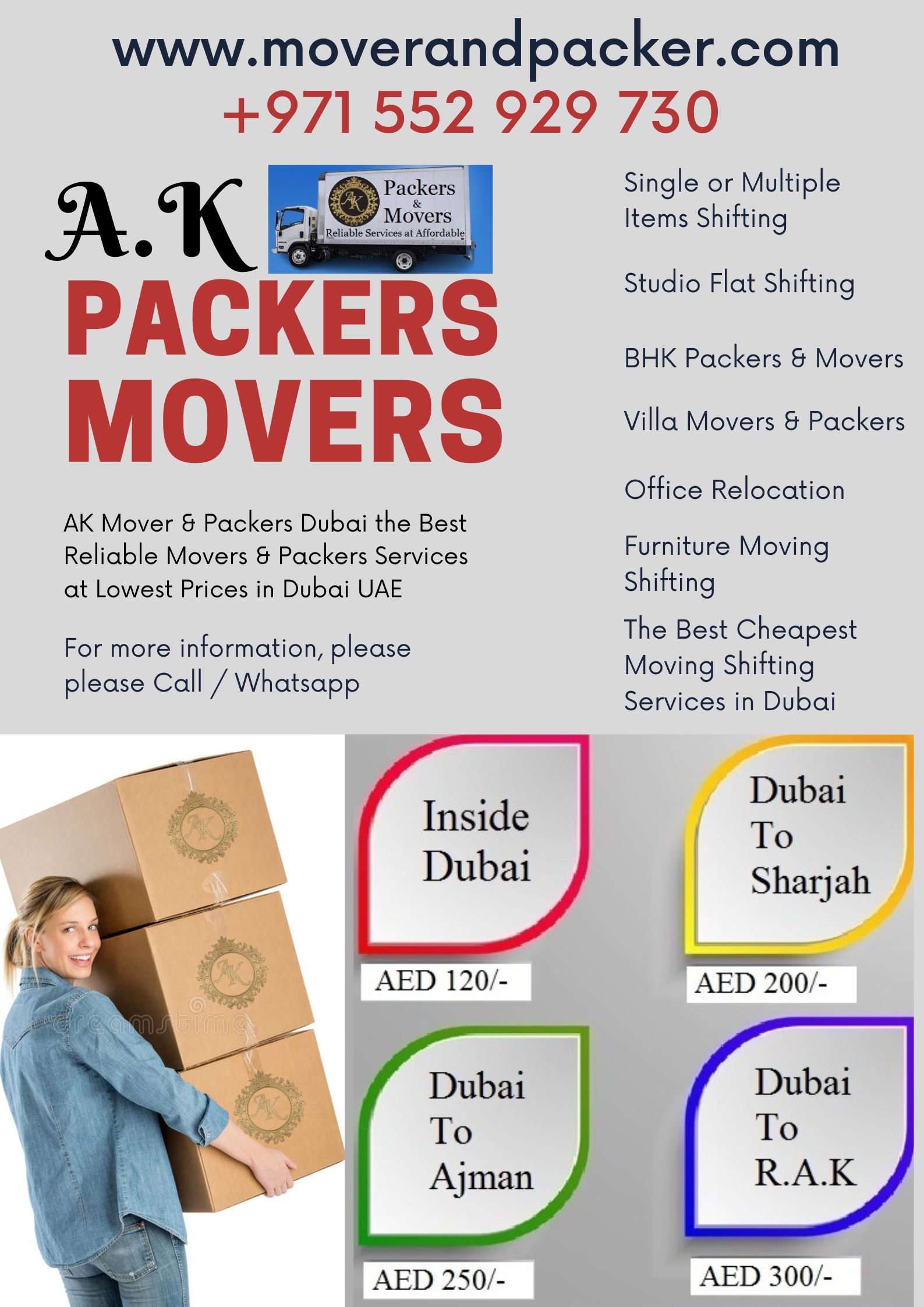 AK Mover Packer Professional apartment movers Dubai 0552929730