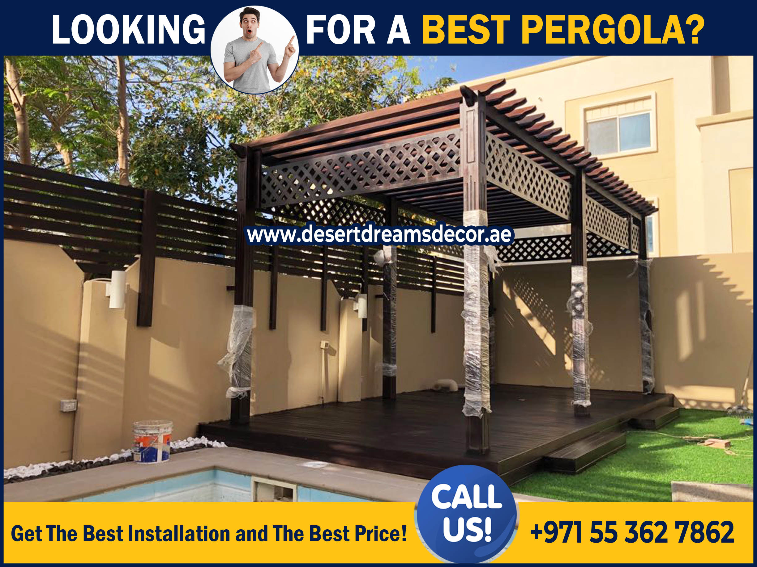 PVC Shade Roofing Pergola Uae | Balcony Pergola | Pergolas Uae.