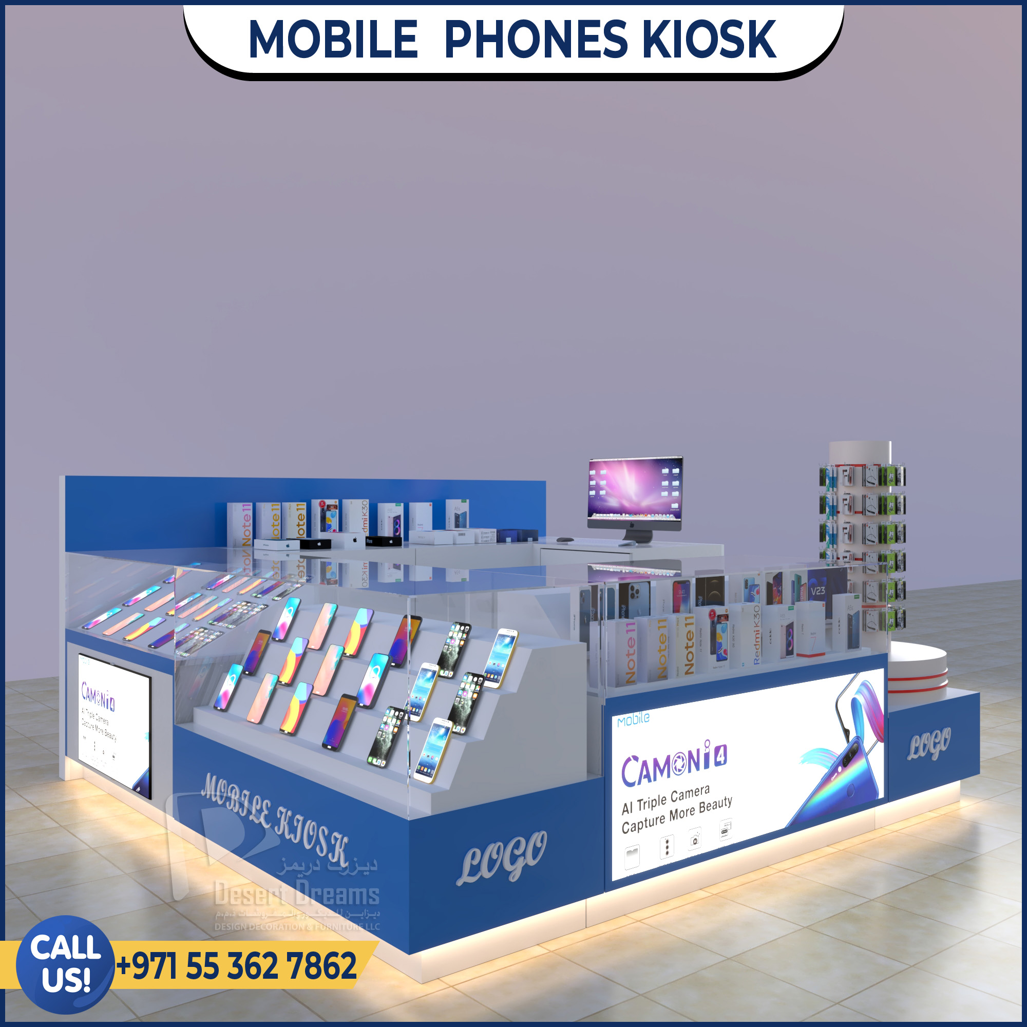 Mobile Phone Kiosk | Perfume Kiosk | Design and Build Kiosk Uae.