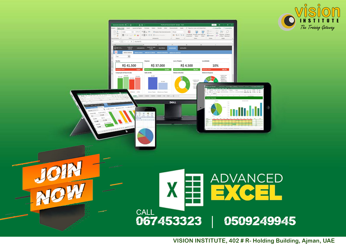Excel Advanced Classes. Call 0509249945