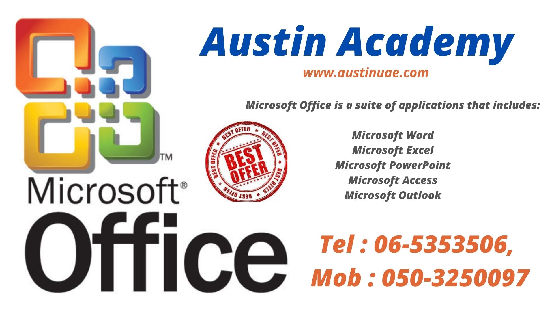 MS-Office Classes in Sharjah with Best Offer 0503250097