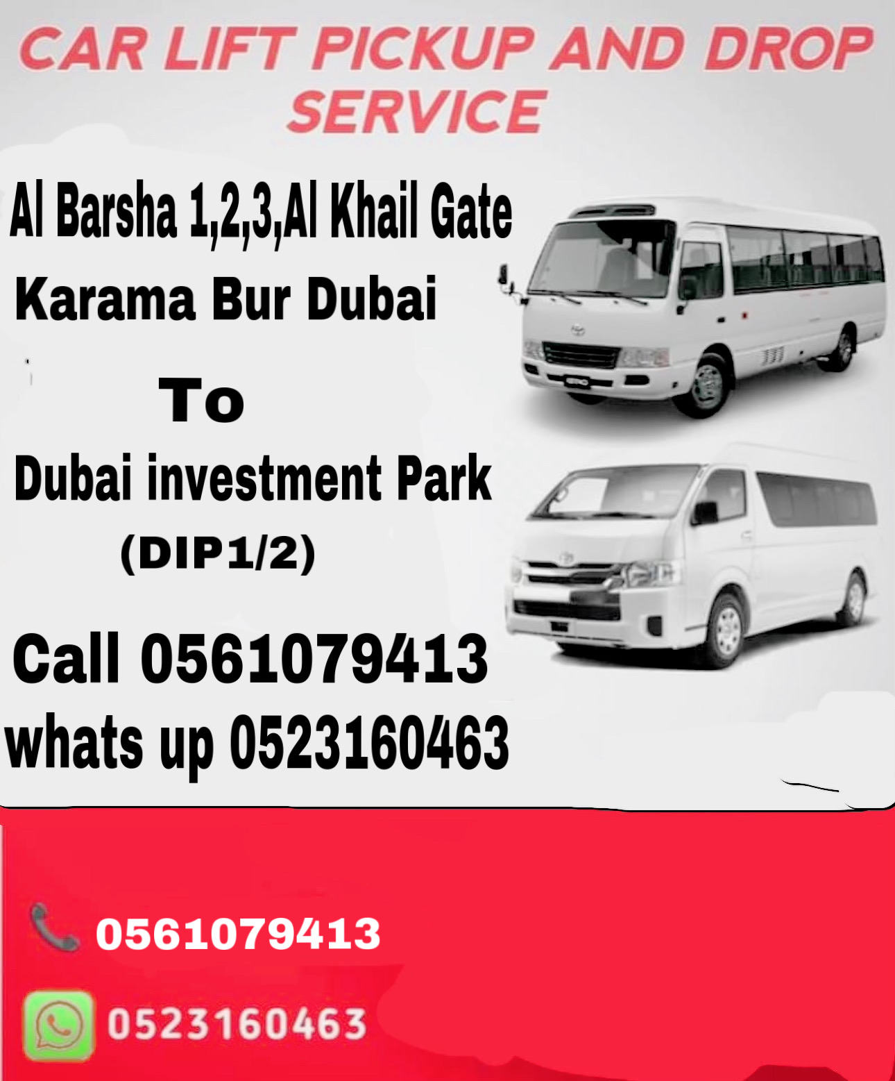 Carlift Service Al Barsha Al Khail Gate Karama Dubai To (DIP1/2)