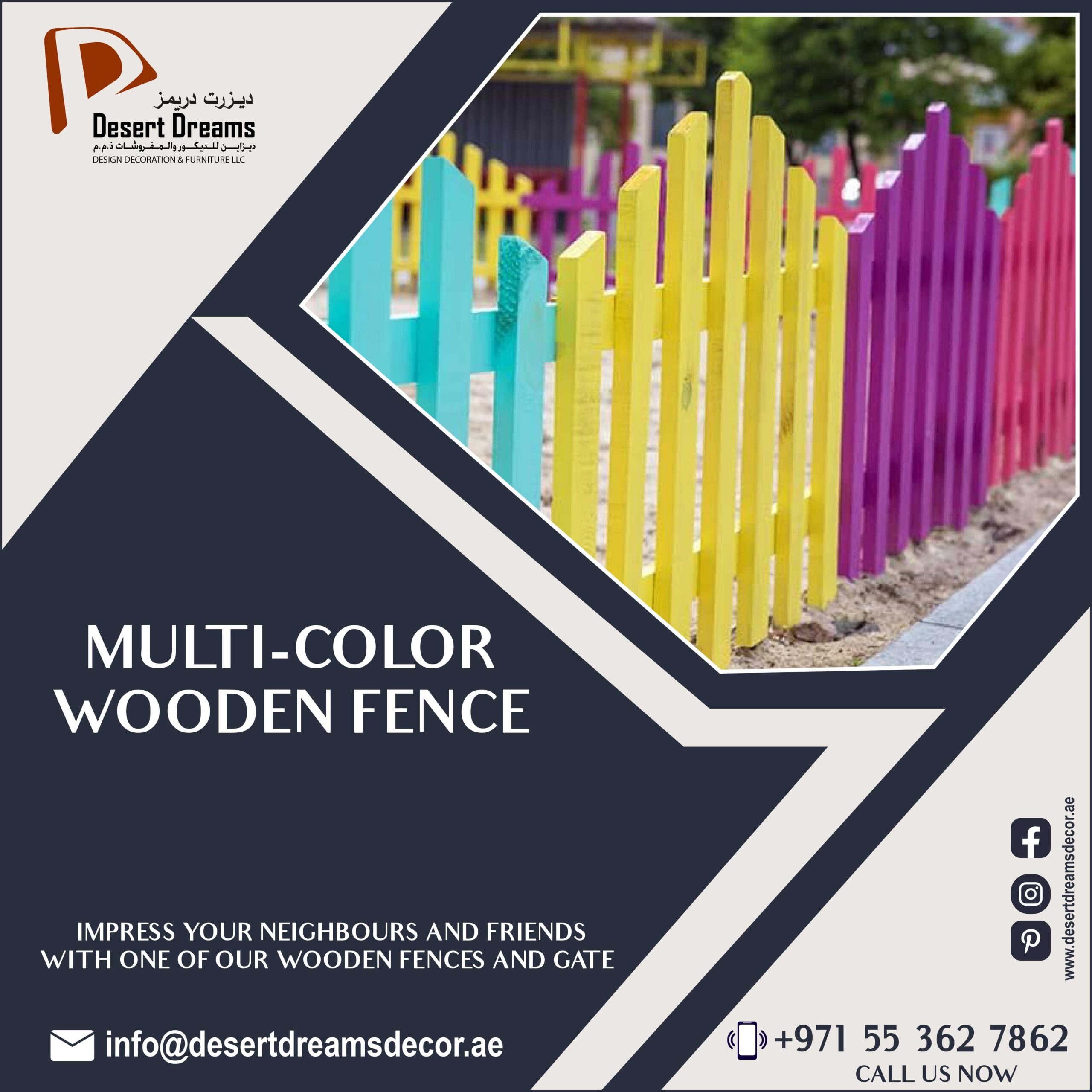 Multi-Color Wooden Fences Uae | Natural Wooden Fencing.