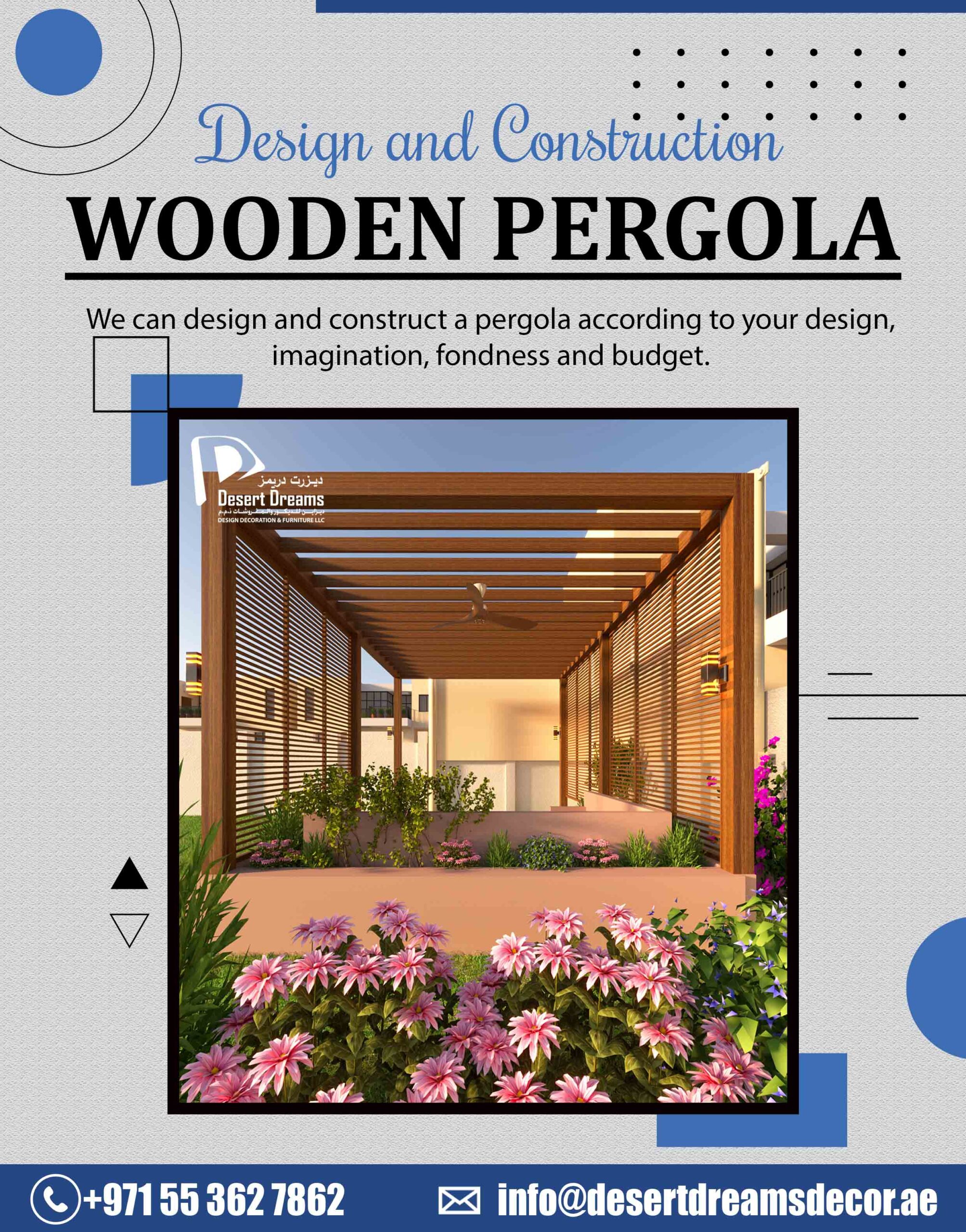 Modern Look Pergola Uae | Design and Construction Wooden Pergola.