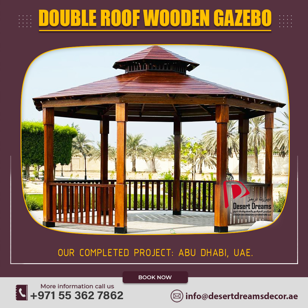 Double Roof Wooden Gazebo Manufacturer in Uae.