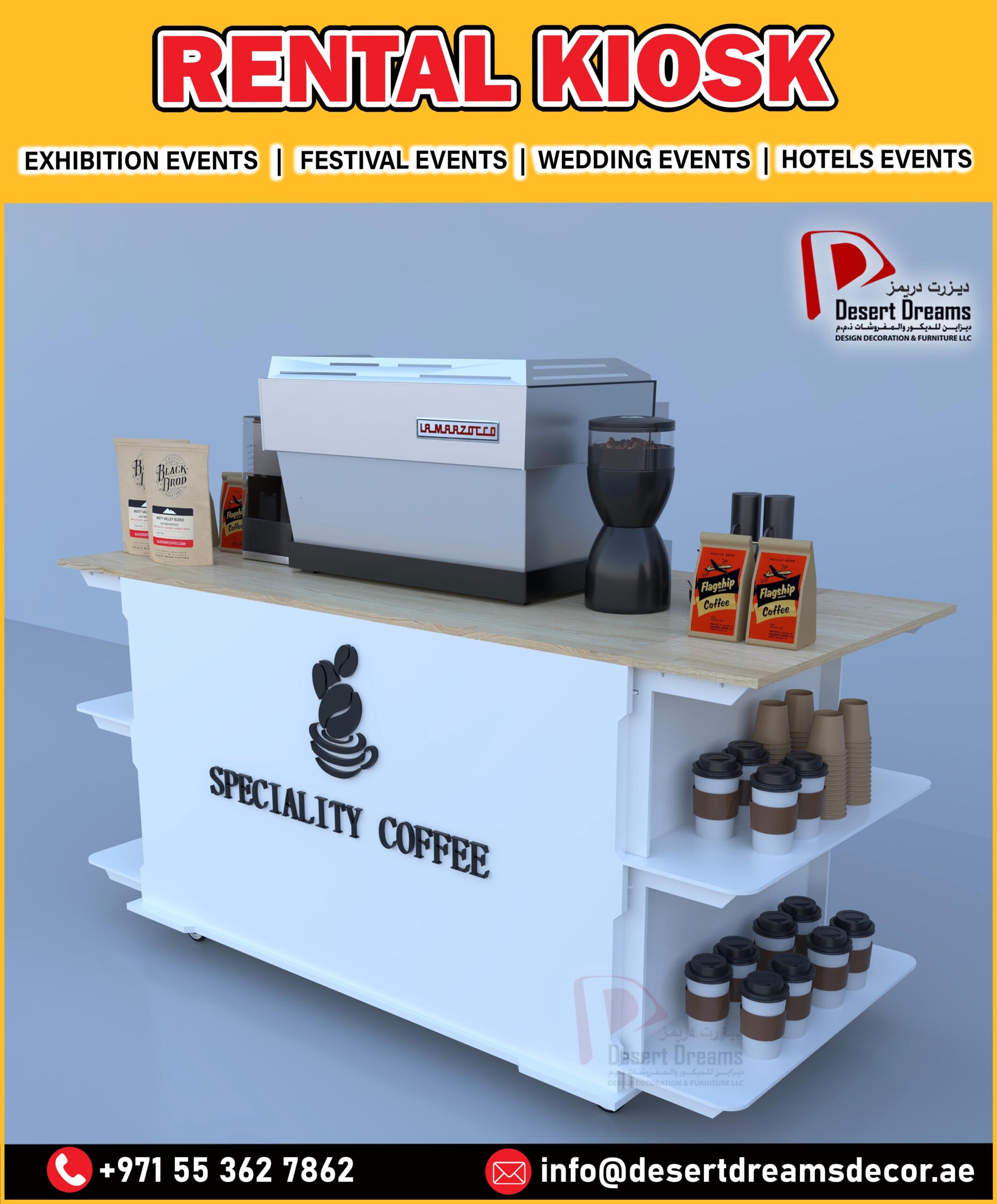 Rental Kiosk for Events in Uae | Coffee Kiosk | Festival Events.