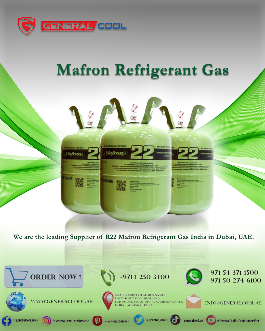 R22 Mafron Refrigerant Gas 13.6kgs India