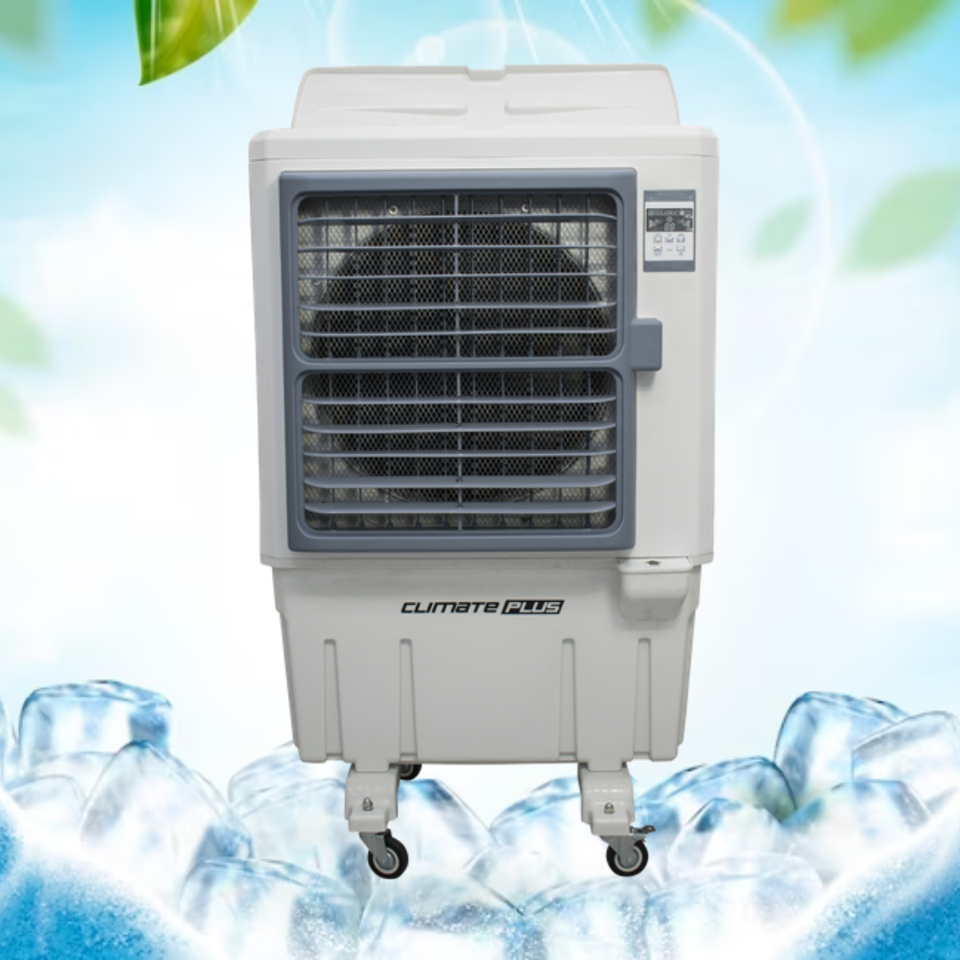 Climate plus mid size air cooler, with free ice packs and evapora