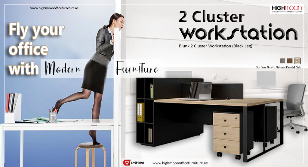 Office Workstation Desk – 2 Cluster Workstation – Highmoon Office