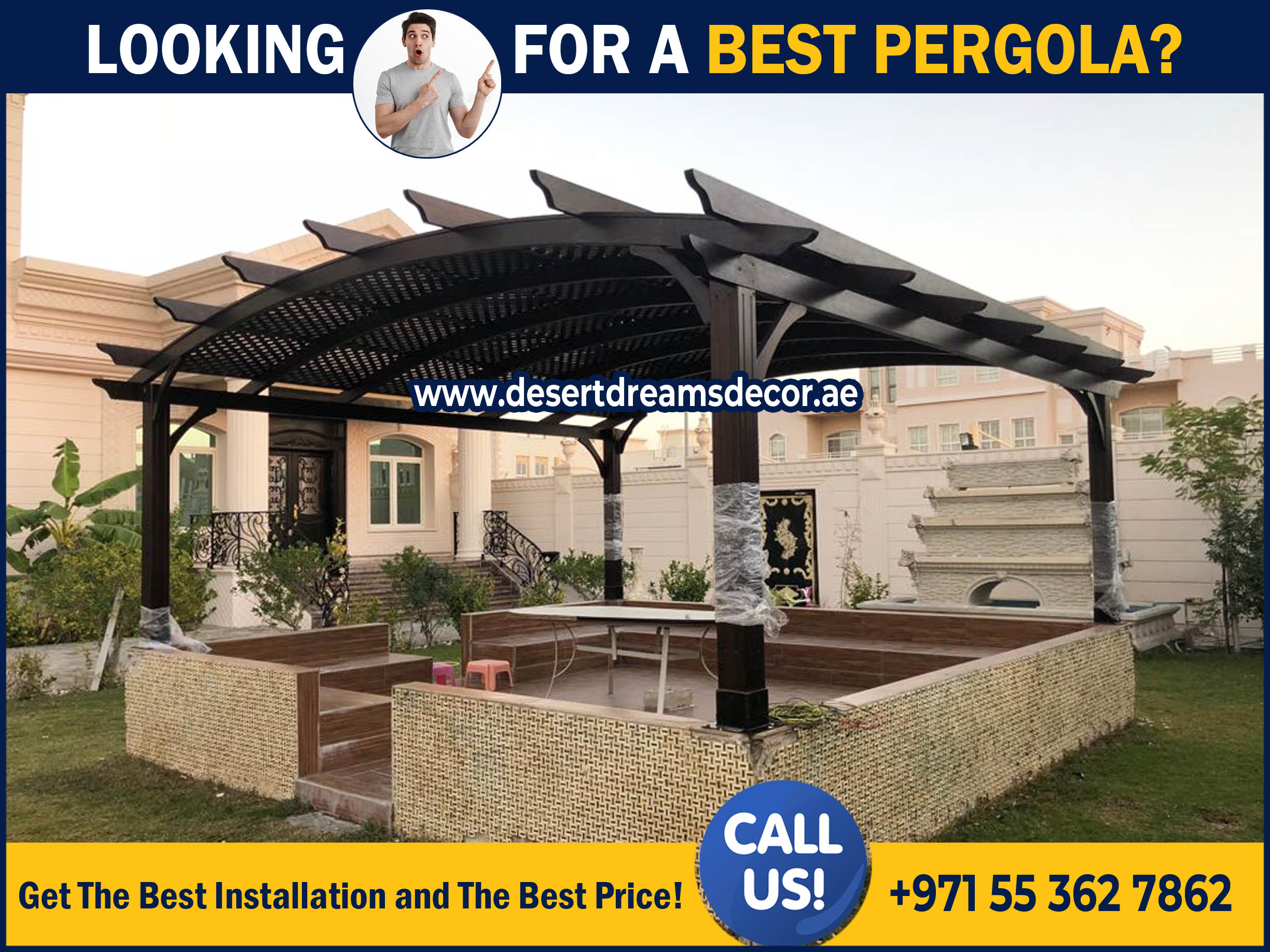 Modern Design Aluminum Pergola in Uae | Aluminum Profile Pergola
