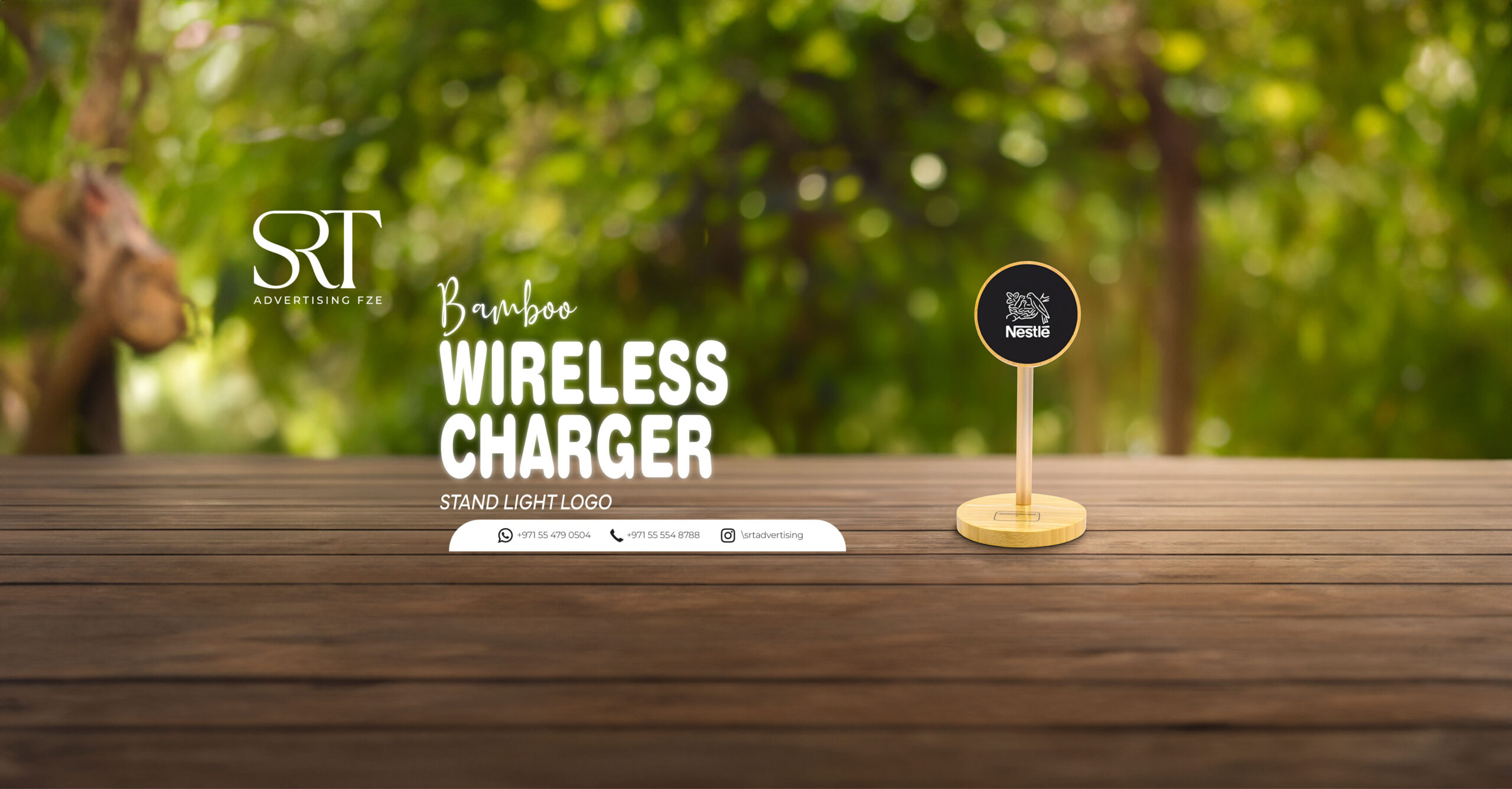 BAMBOO WIRELESS CHARGER STAND LIGHT LOGO_Artboard 2
